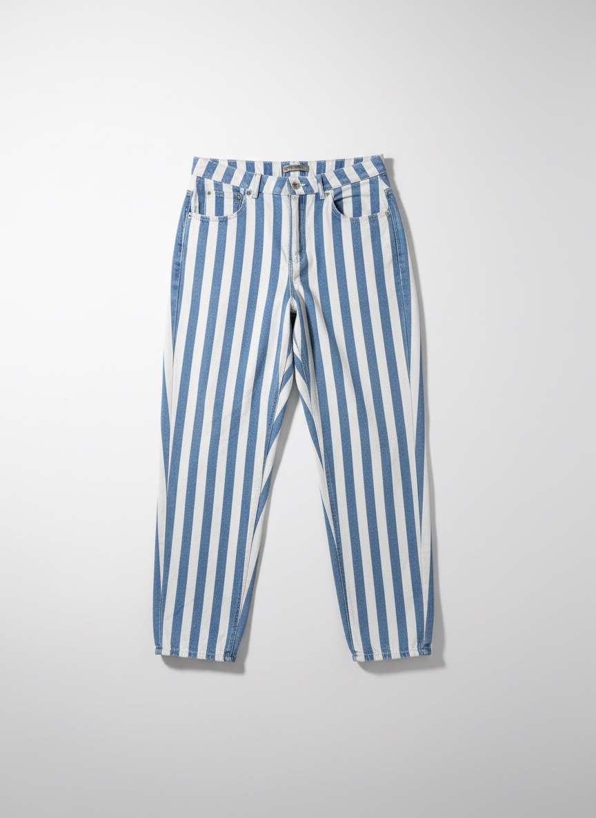 Jean vintage à rayer bleu et blanc