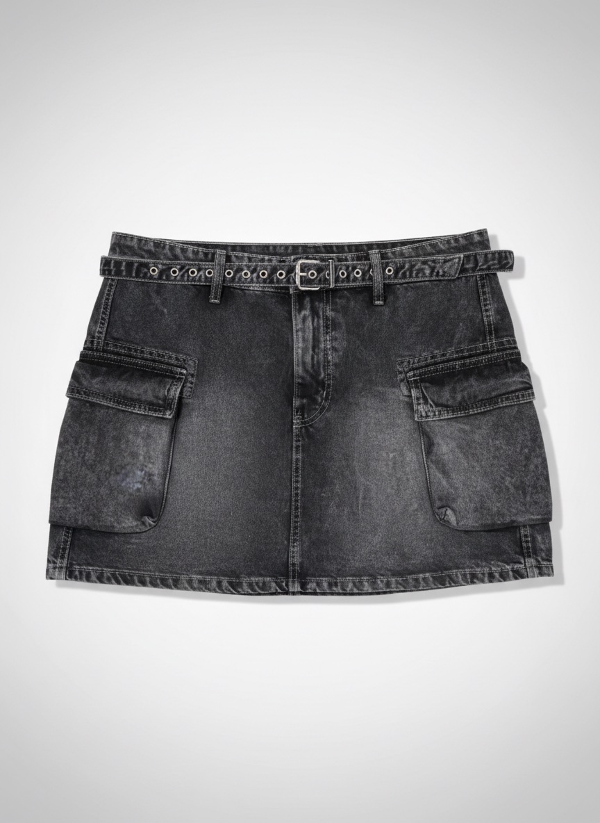 Cargo denim mini bershka skirt