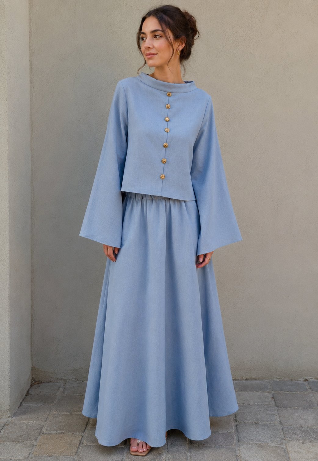 Ensemble bleu ciel élégant chic moderne publique à ne pas rater