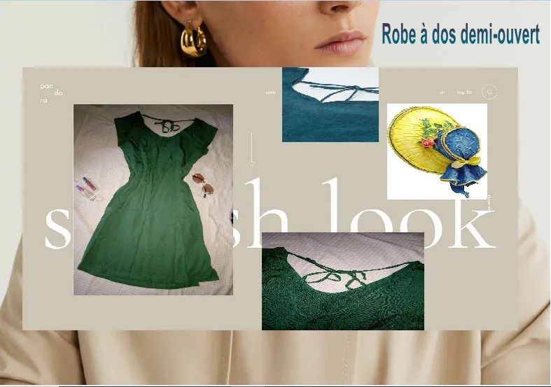robe vert militaire courte avec dos demi-ouvert