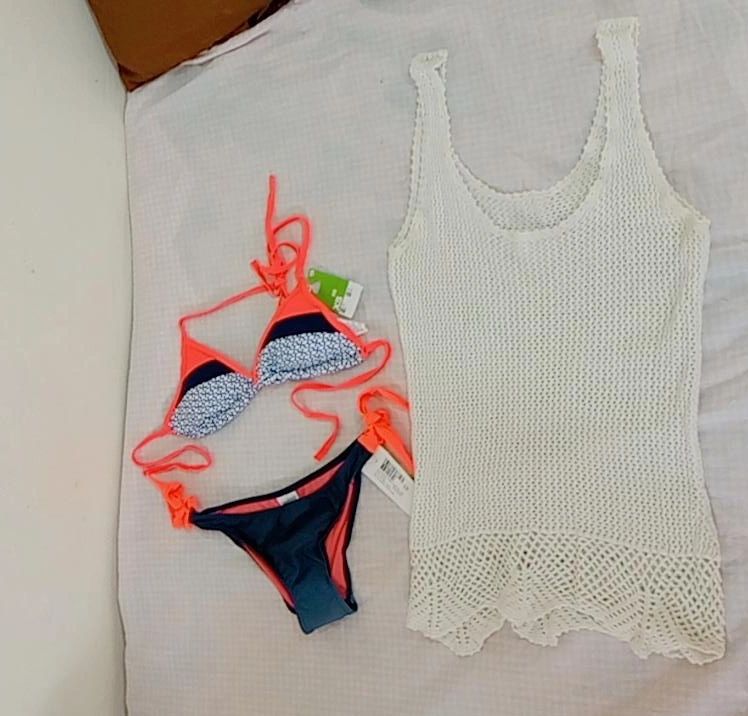 lot pikini 2 pièces avec cache maillot dentelle 