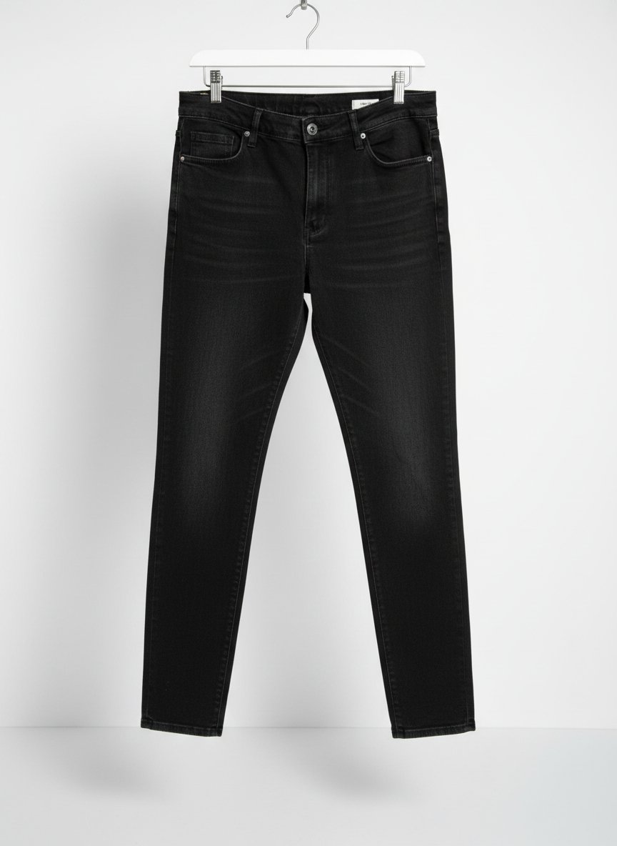 Jean skinny pour femme ylabes T38, Taille haute, Fermeture zippée + bouton, 5 poches classiques 