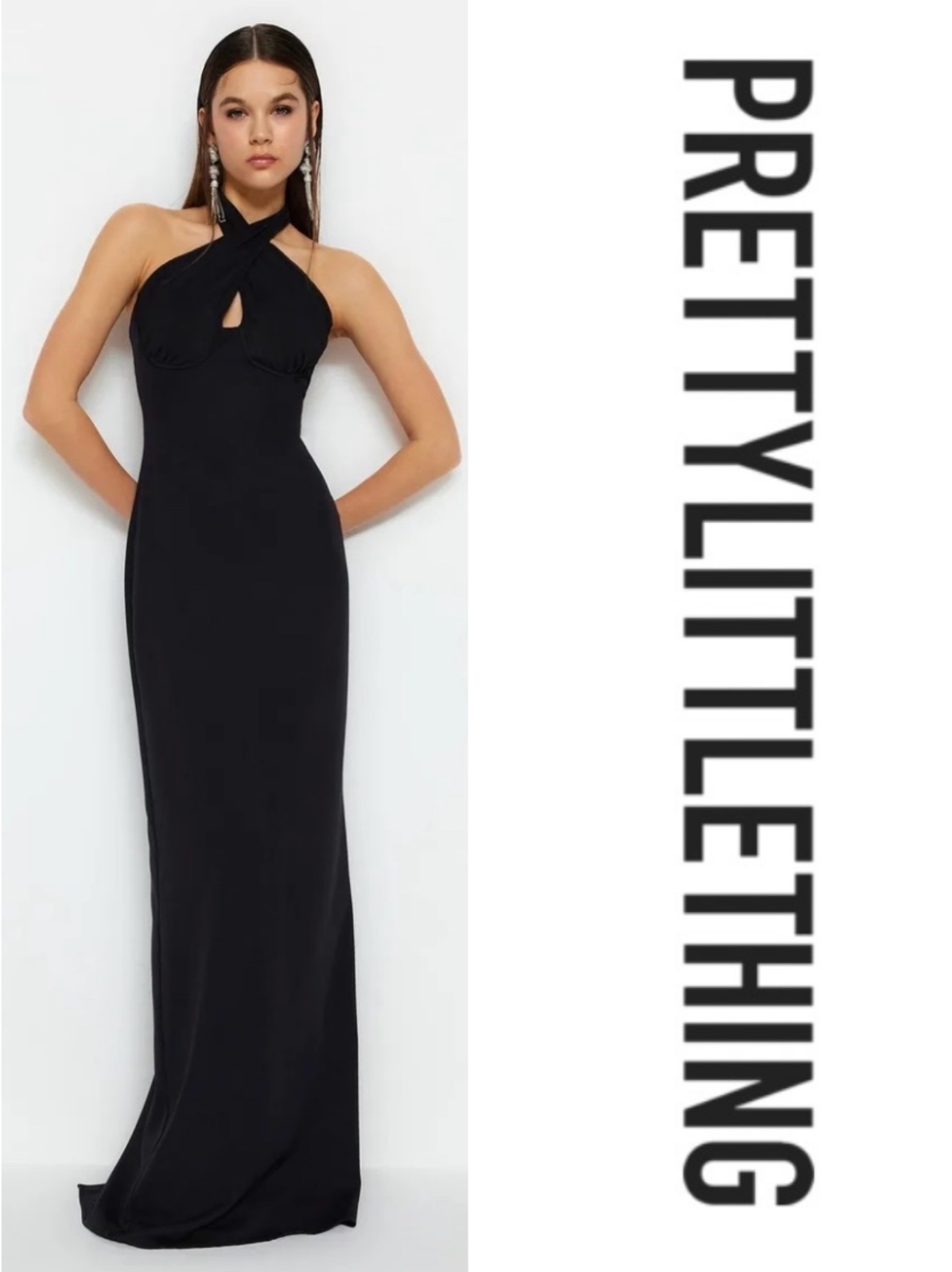 Robe longue noire élégante de la marque pretty little thing 