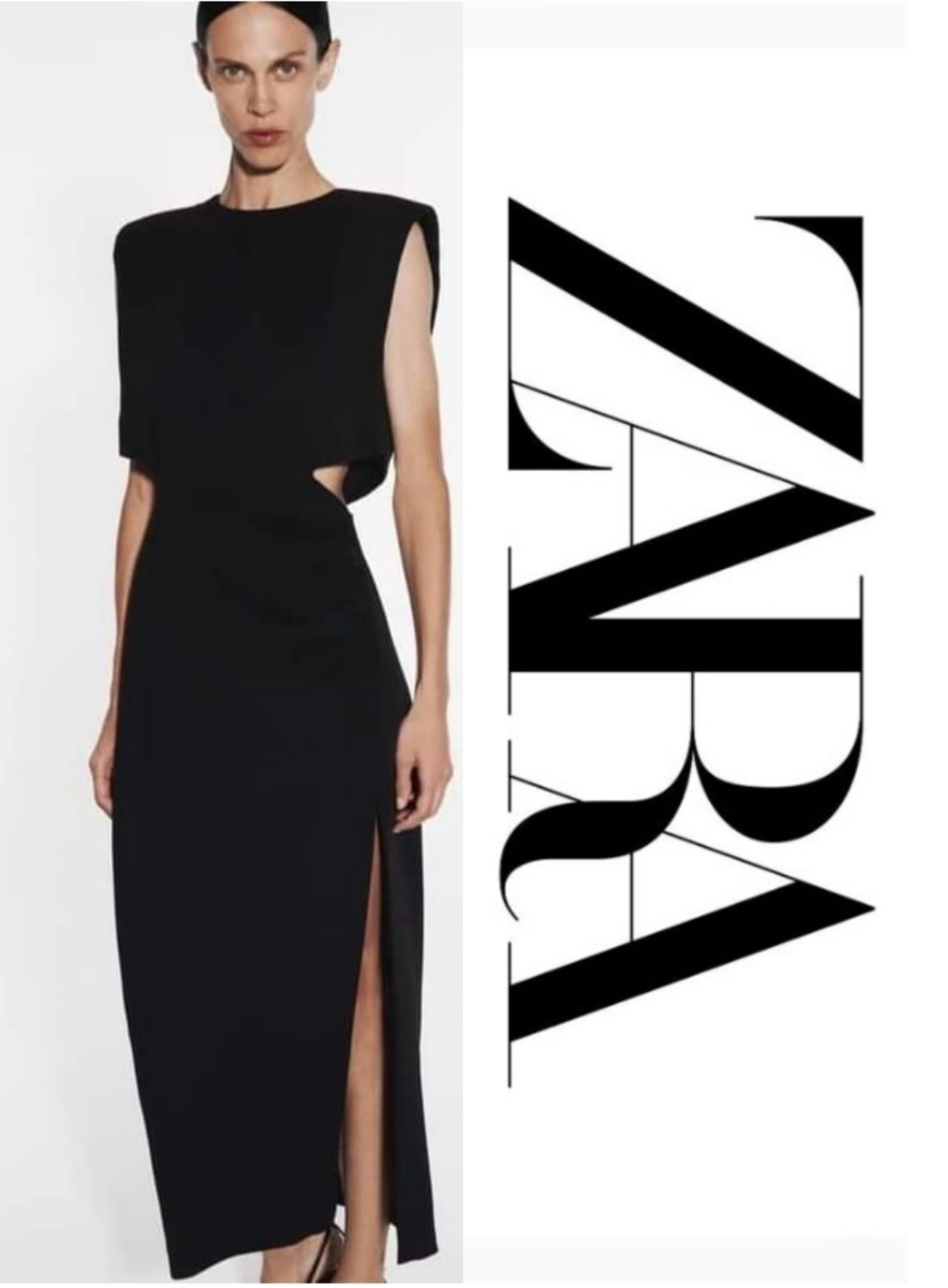Robe noire zara élégante taille (m/l) avec fente