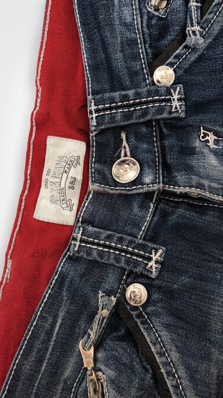 Jean S&J Jeans vintage / délavé avec détails zippés - Excellent état