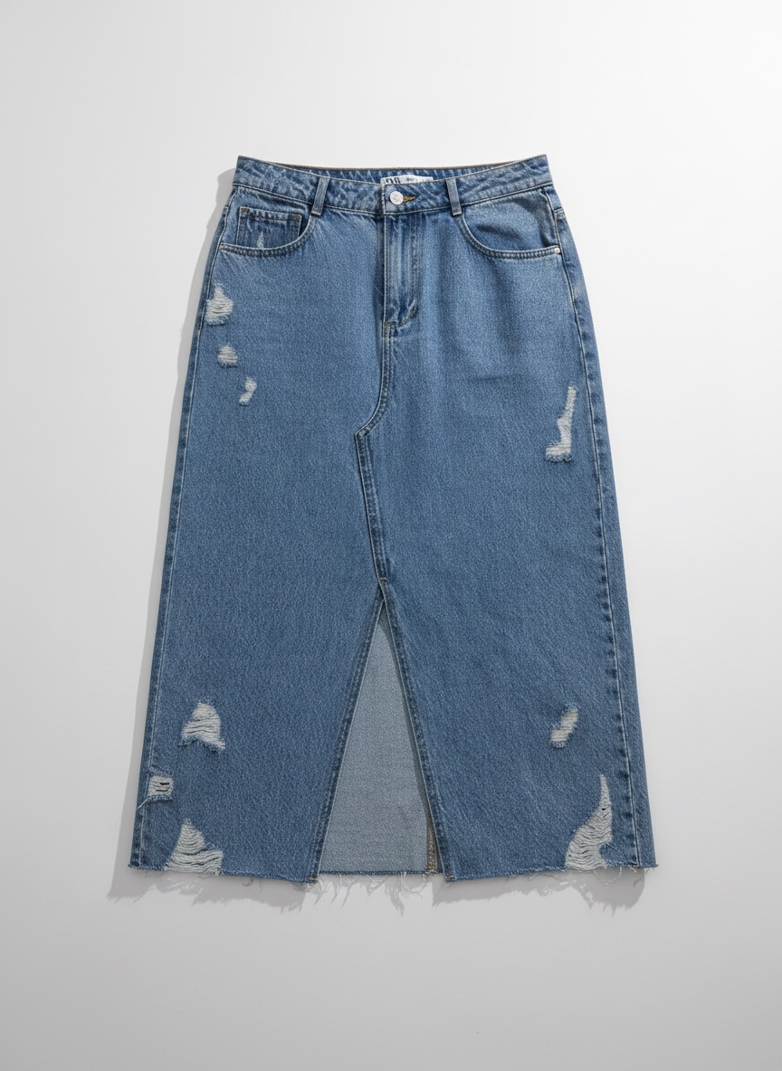 Jupe jean mi longue taille s de la marque zara