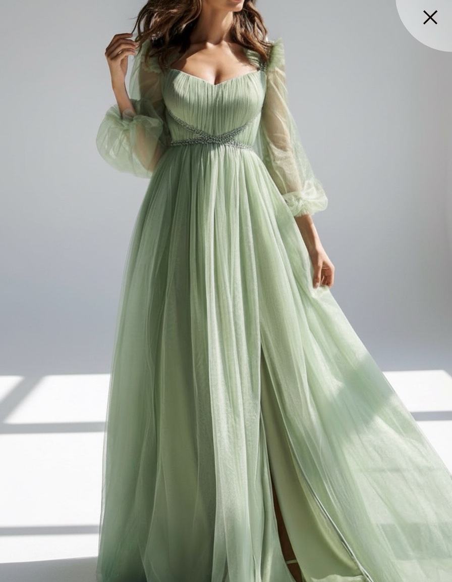Robe longue chic en tulle