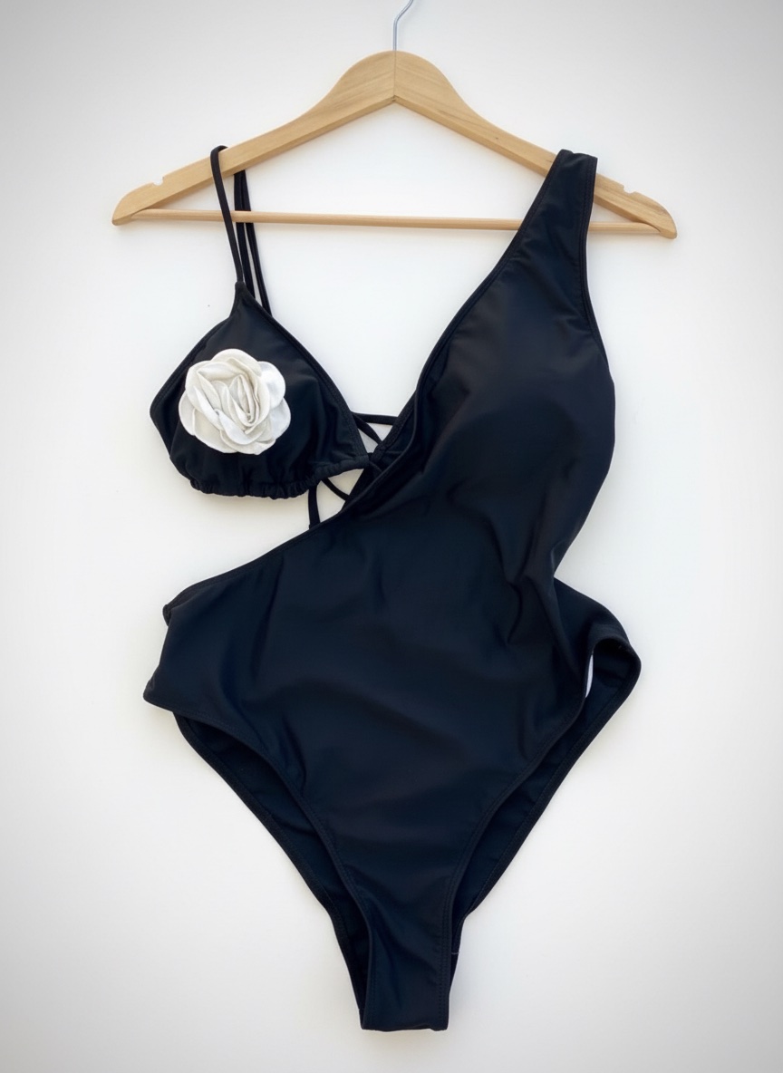 Maillot noir avec fleur