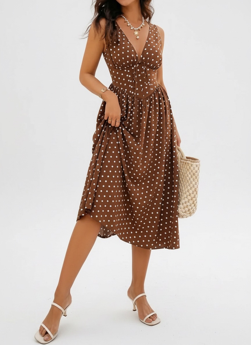 Robe polka dots marron