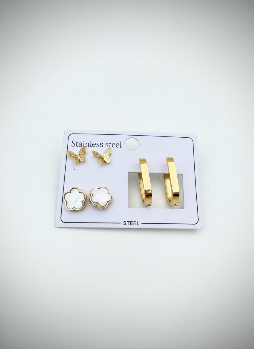 Lot de 3 boucles d'oreilles 