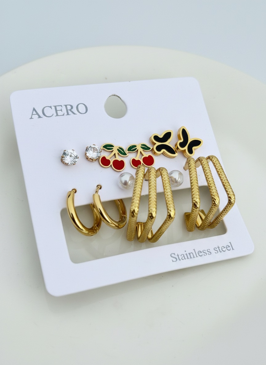 Lot de 6 boucles d'oreilles(code 2)