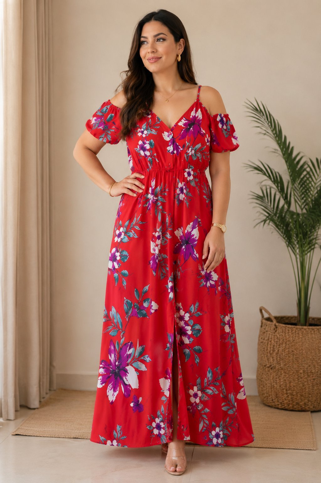 Robe longue à imprimé floral 