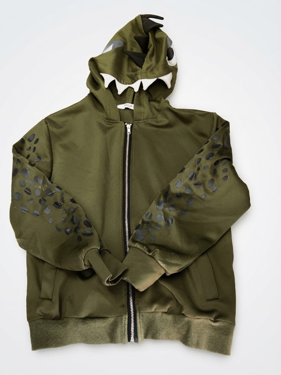 Capuche enfant vert militaire 
