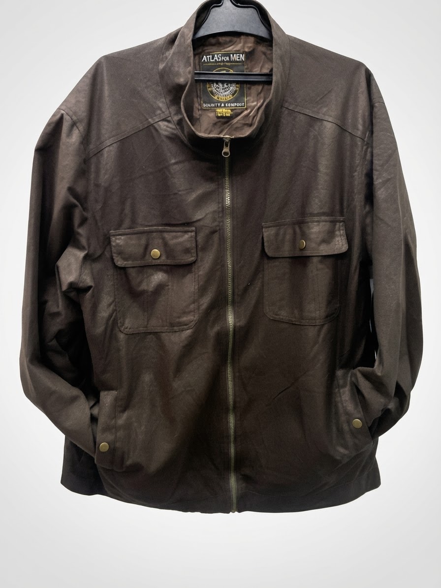 Veste Atlas For Men en suédine/daim marron avec col montant et poches poitrine