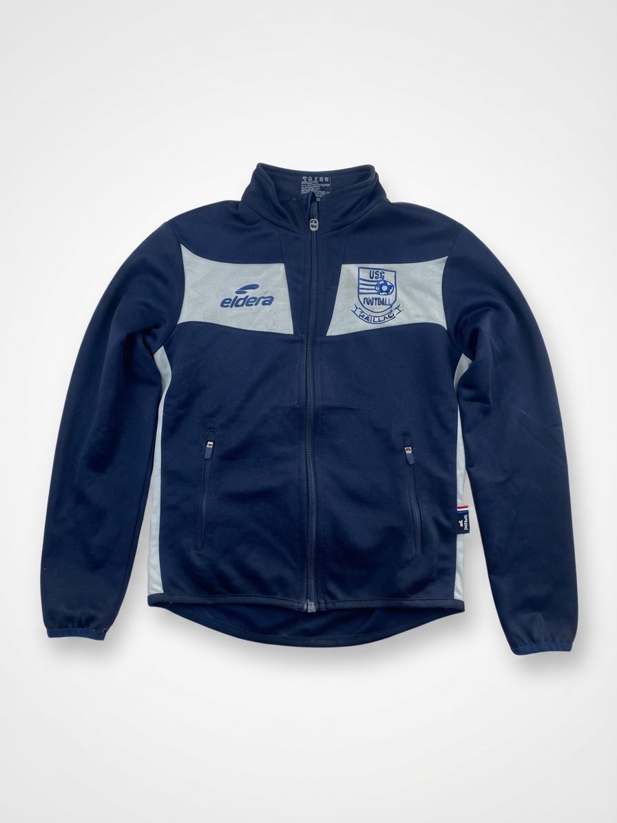 Veste de survêtement de sport de la marque Eldera aux couleurs du club de football USG Gaillac (Union Sportive Gaillacoise Football, Tarn).