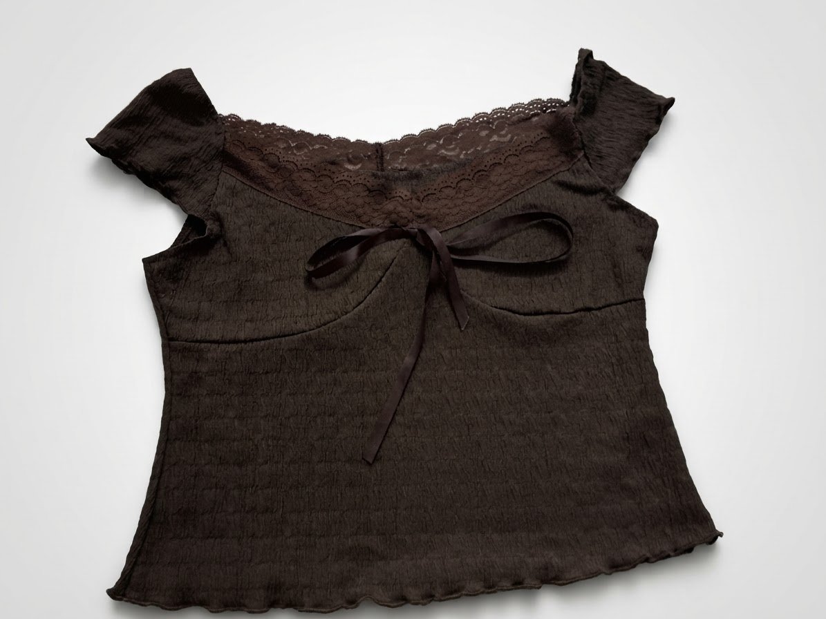 Lace-up patchwork y2k crop top