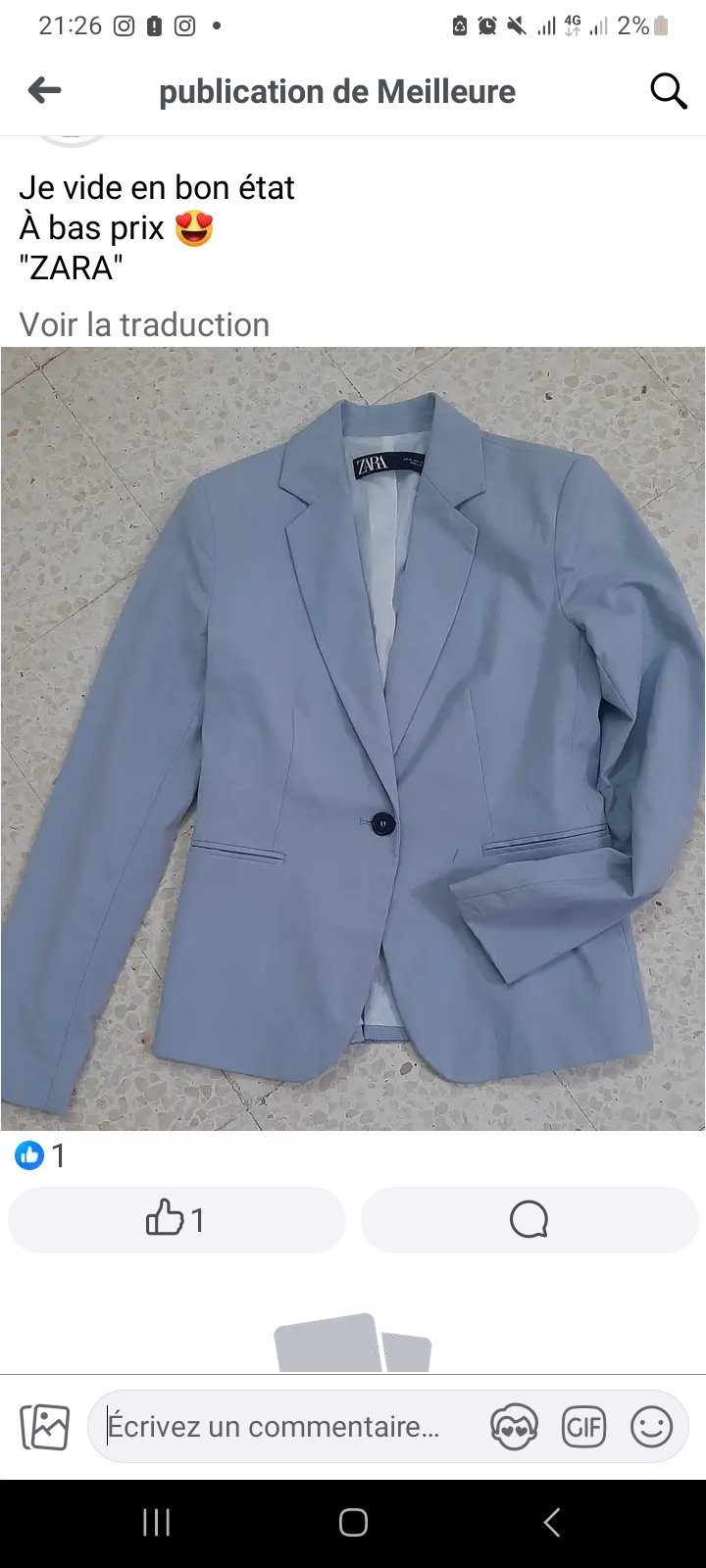 Blazer zara bleu 