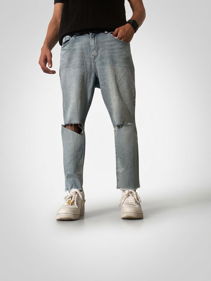 Pantalon jean bleu ciel 