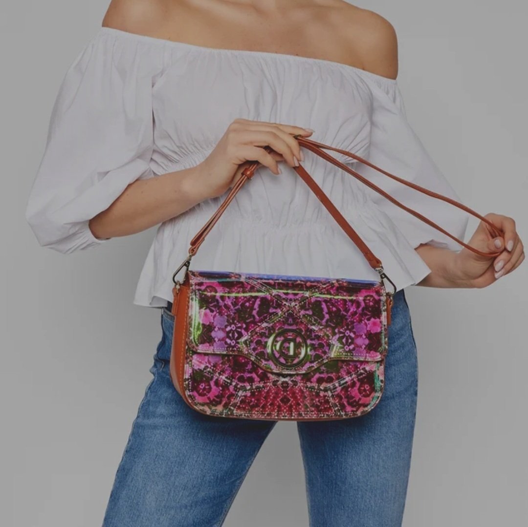 Sac desigual neuf effet miroité 2 bandoulières