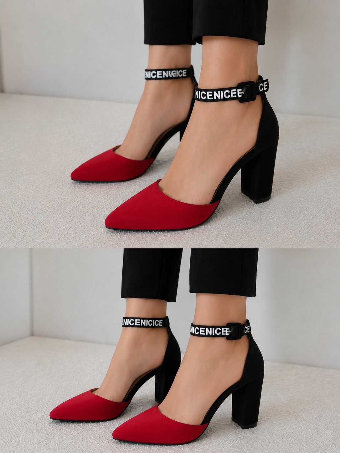 Escarpins rouge et noir très comfortables 