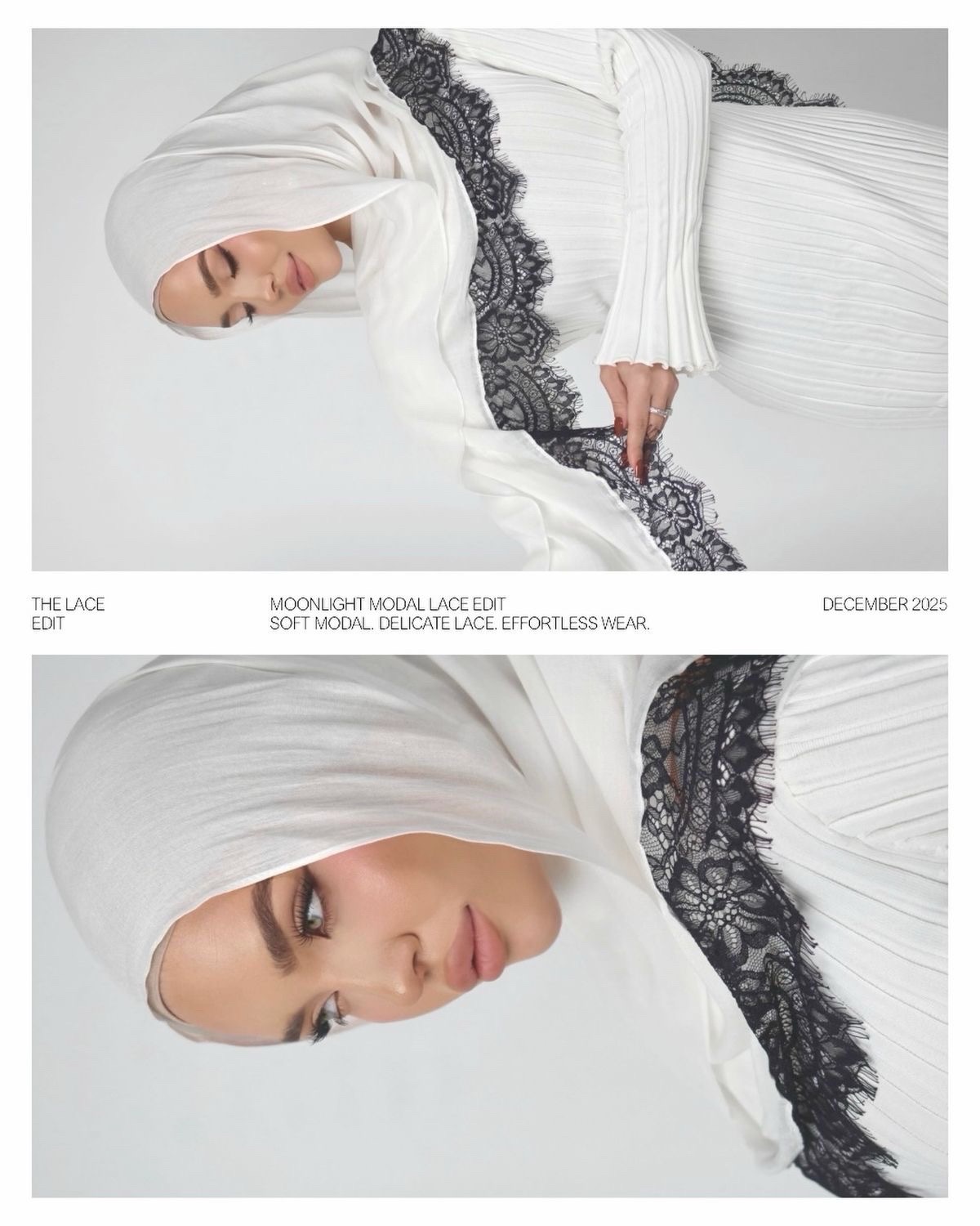 MODAL HIJEB from VELLA in white with black lace neuffffff