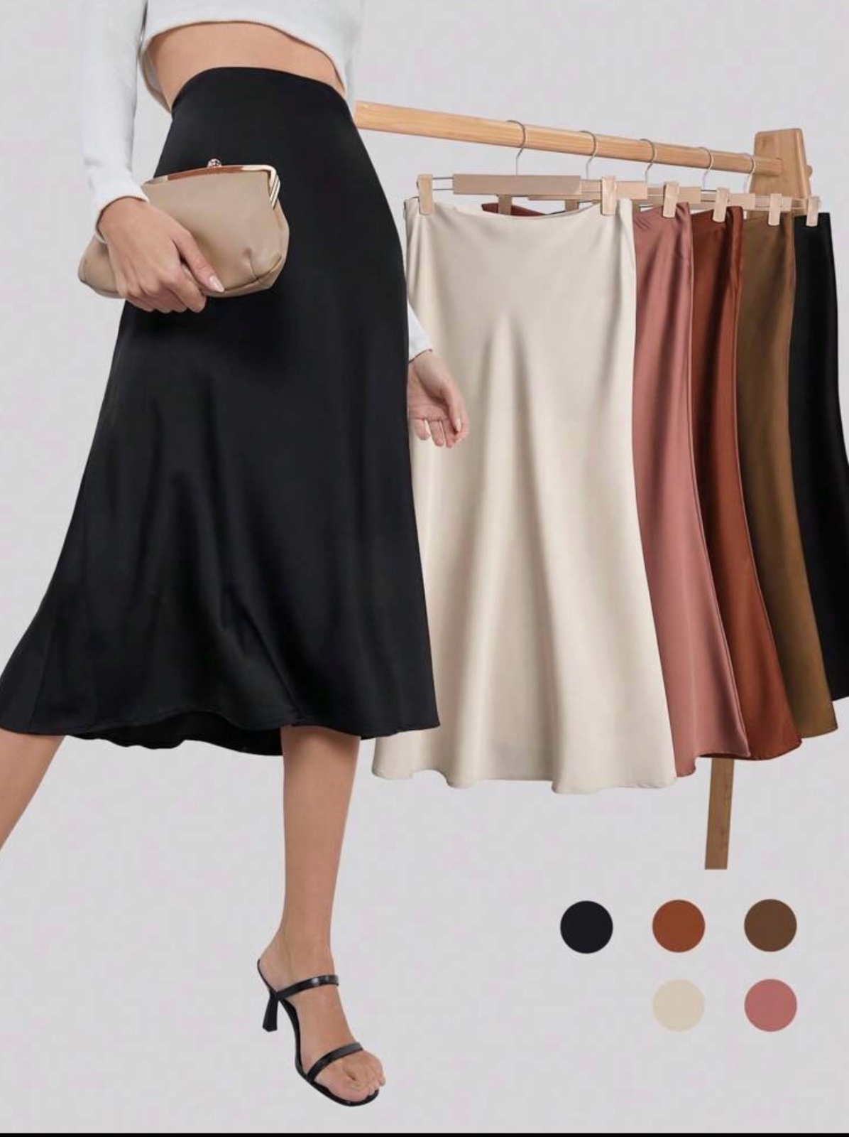 Jupe satin noir