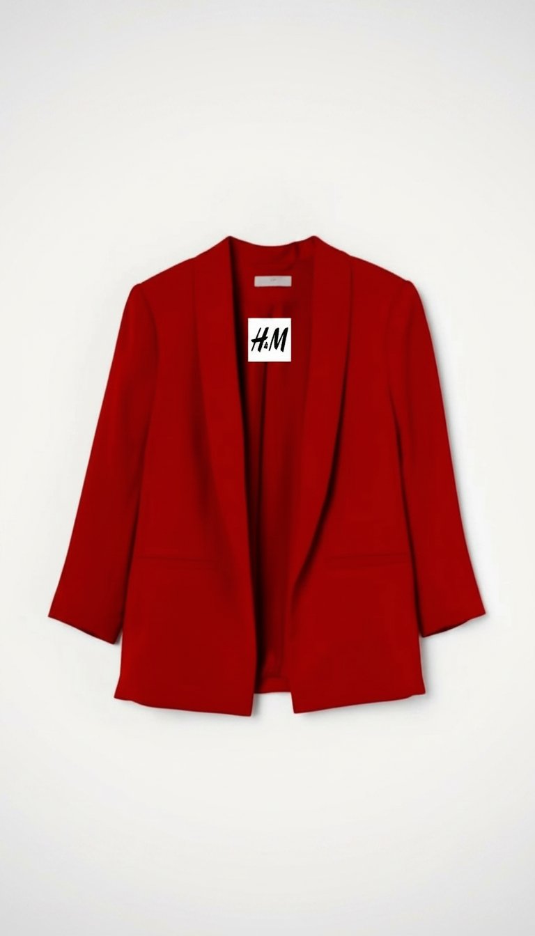 Blazer rouge élégant H&M, coupe moderne et chic.