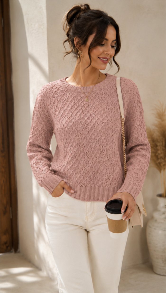 Pull d'hiver rose