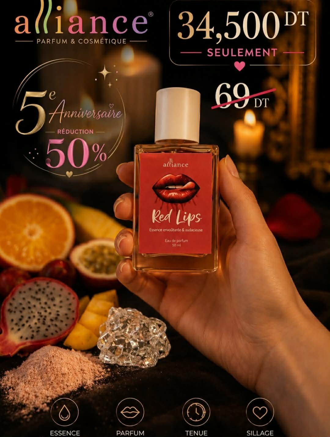 Eau de parfum sexuelle aphrodisiaque de la marque tunisienne alliance