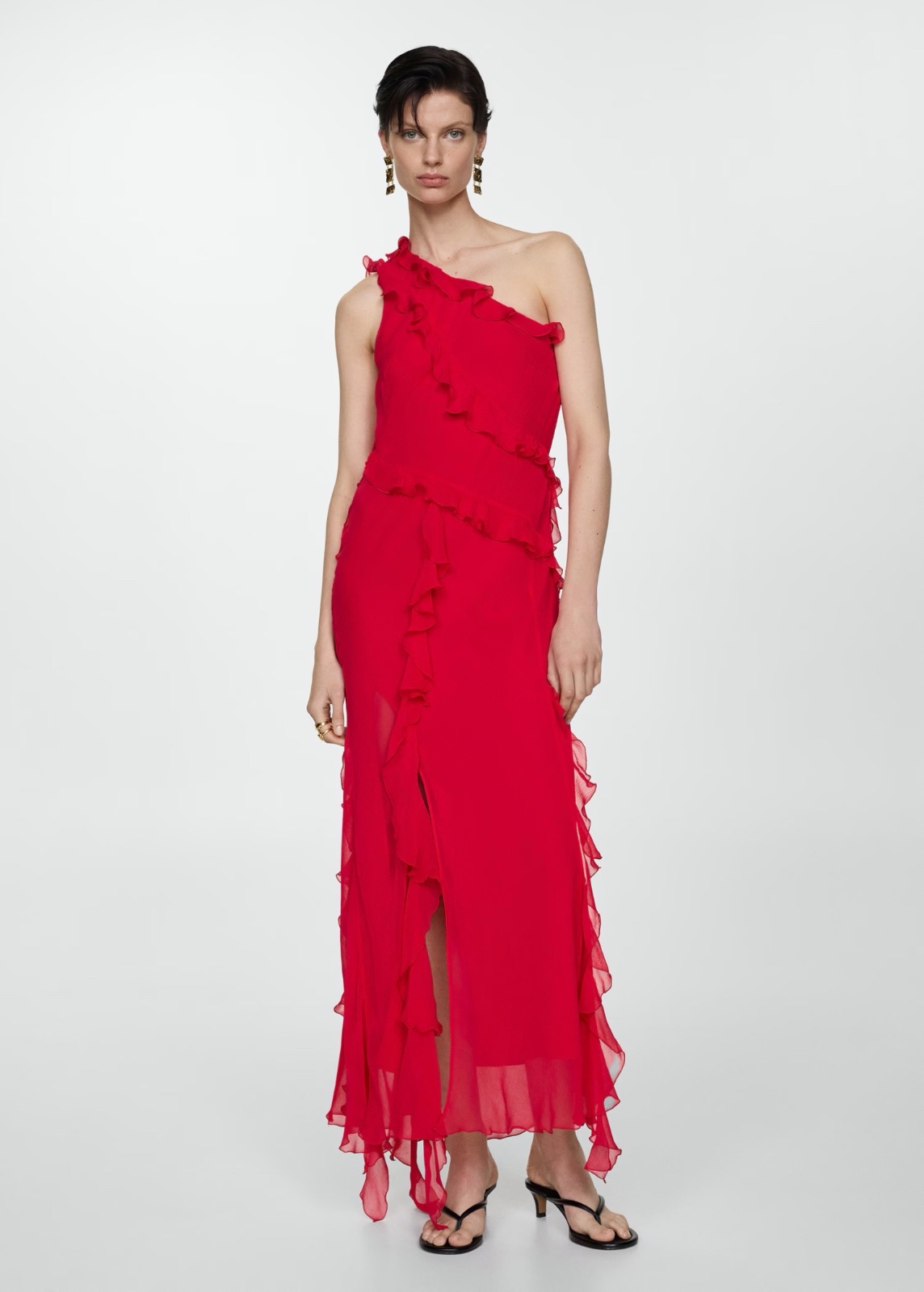 ROBE ASYMÉTRIQUE VOLANTS MANGO