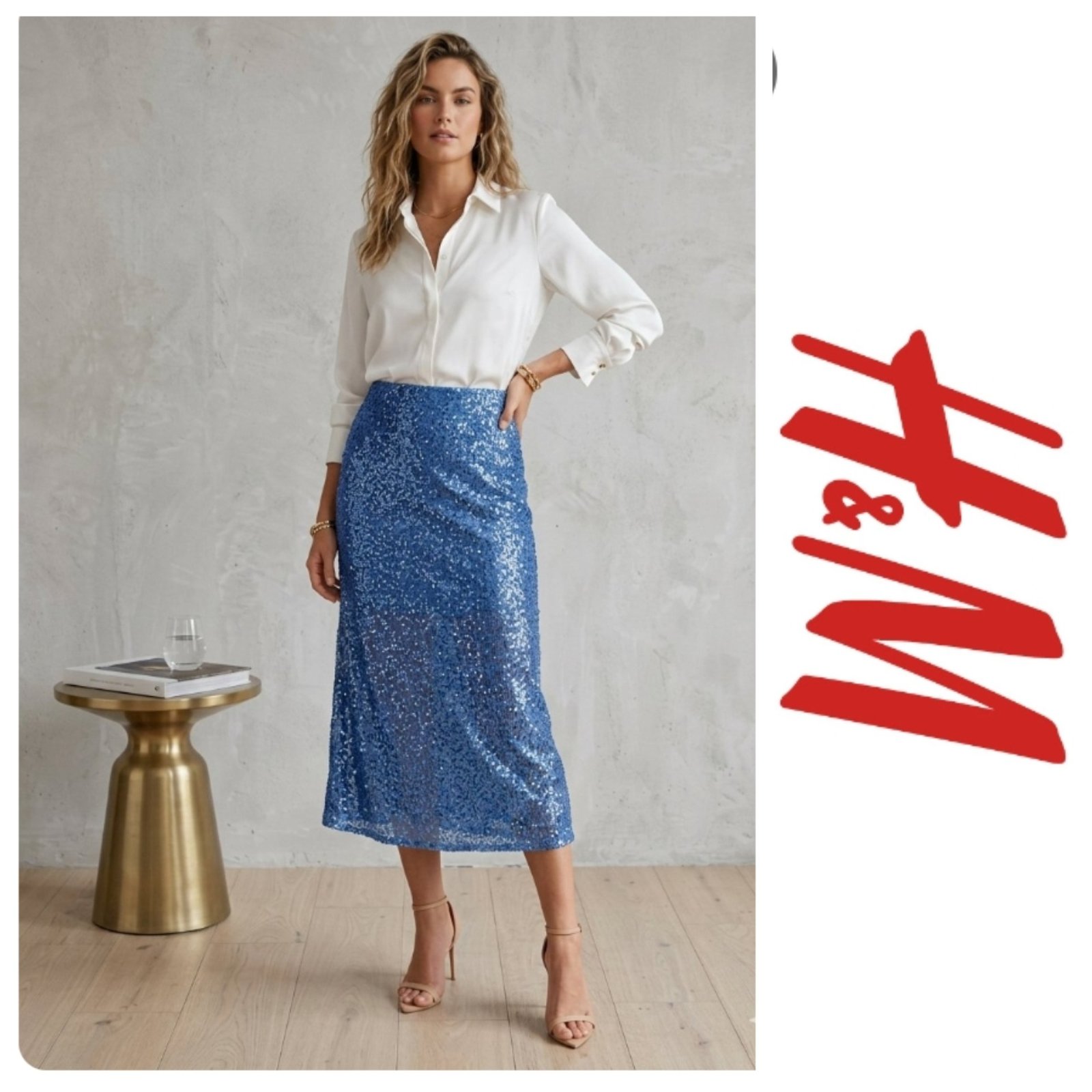 Une sublime jupe mi longueur scintillante en sequins de la marque H&M