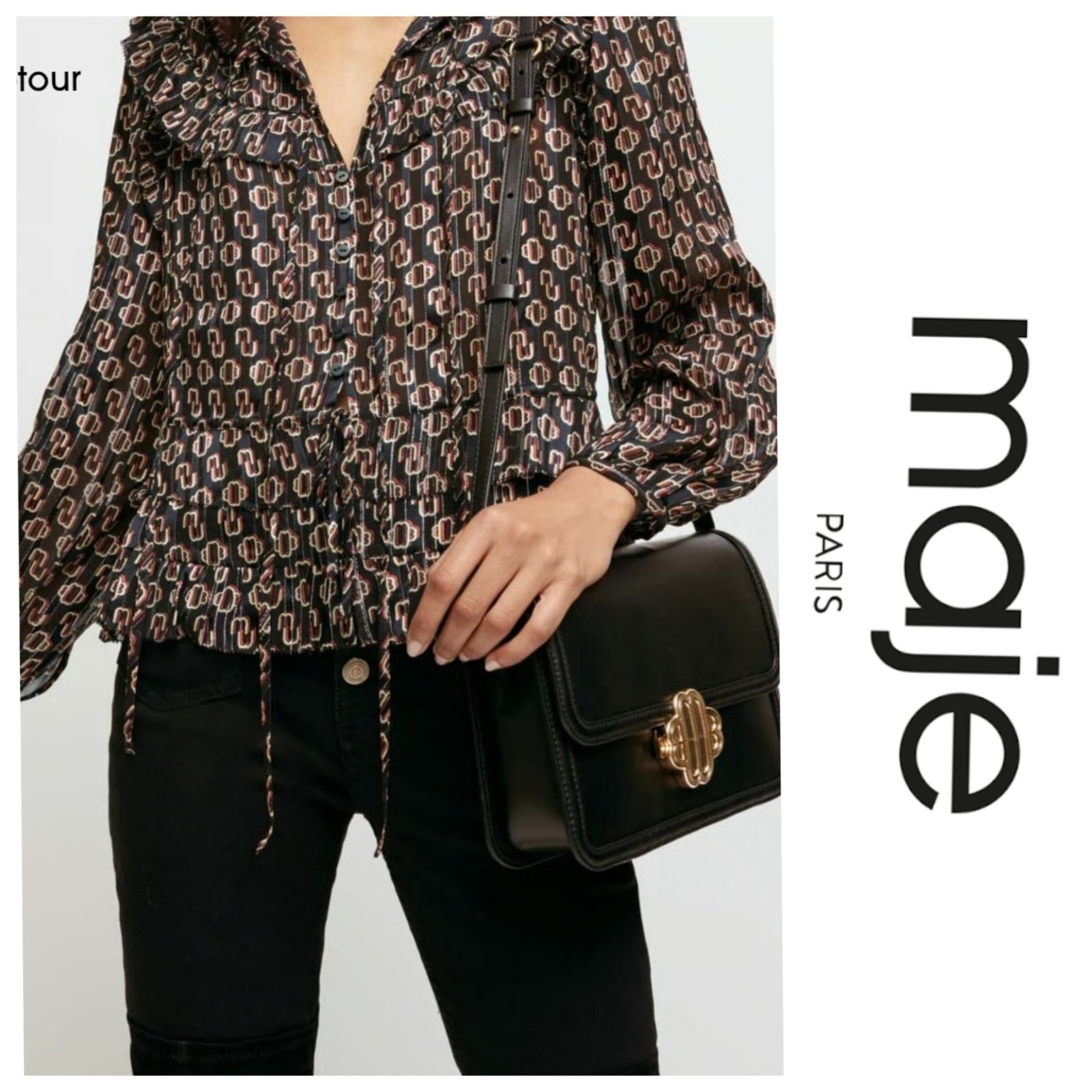 Une blouse à fibres métalliques monogramme AUTHENTIQUE de la marque MAJE