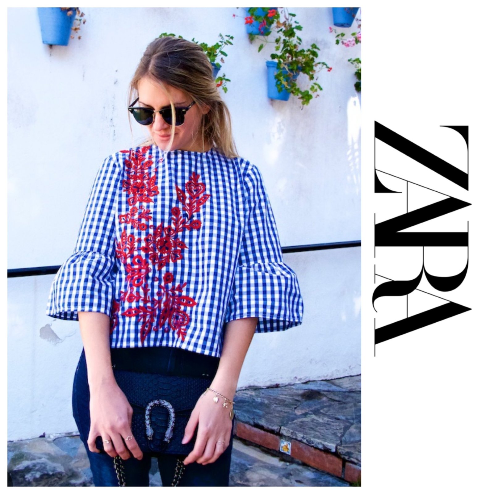 Une chemisier élégante stylée avec des détails brodée de la marque ZARA à manches bouffantes " PROMO 