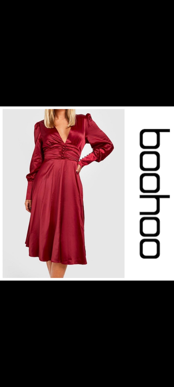 Une robe en satin de la marque BOOHOO 
