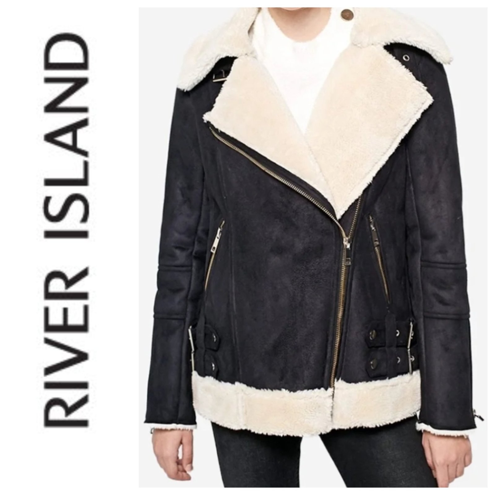 Un aviateur très tendance en daim et fourrure de la marque RIVER ISLAND 