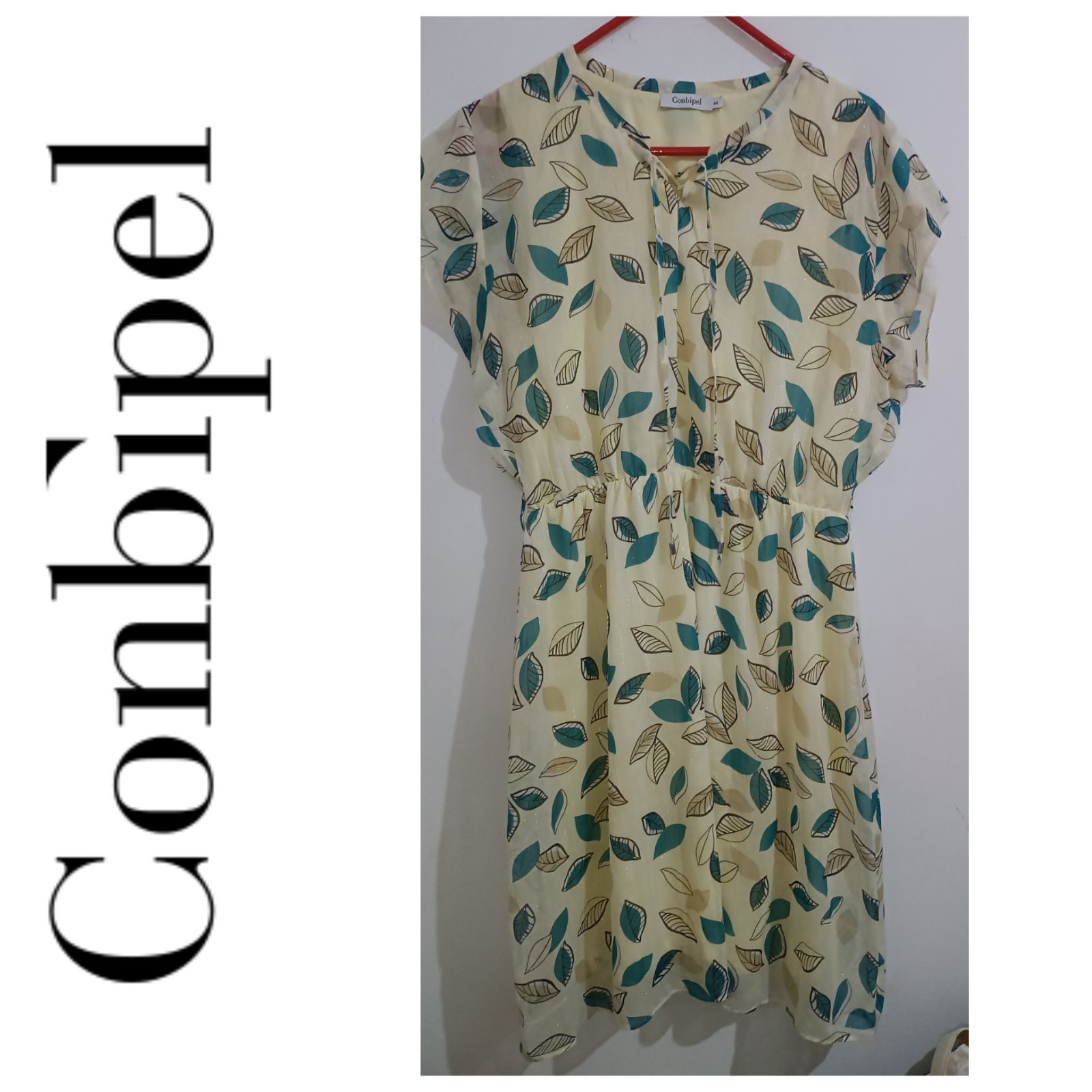 Une robe à imprimé feuilles c'est la tendance la tendance de cette année avec des fibres métalliques de la marque CONBIPEL "PROMO 