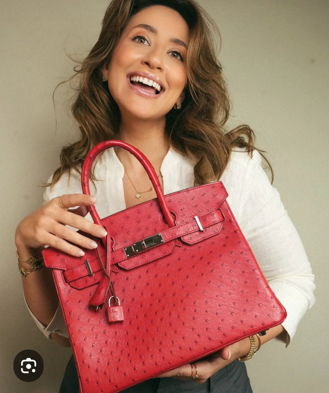 Un sac modèle  HERMÈS BURKIN 30 D'AUTRUCHE EN CUIR AUTHENTIQUE de la marque CAPRISA "PROMO "