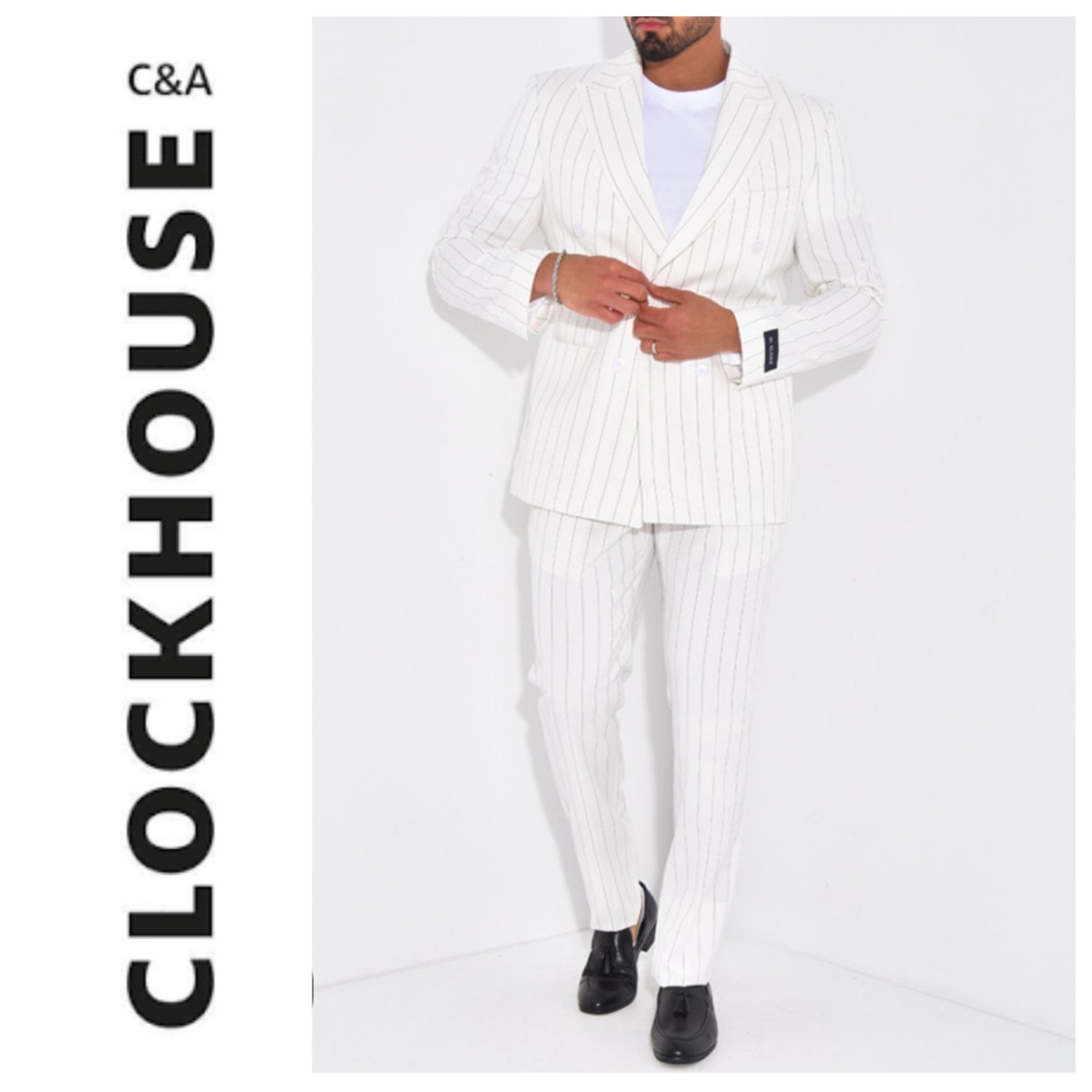 Un tailleur à rayures de la marque CLOCHKOUSE C&A