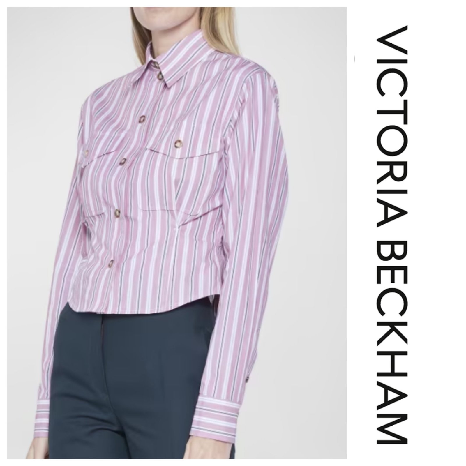 Une chemise de très jolie coupe à rayures AUTHENTIQUE de la marque VICTORIA BECKAM jamais portée 