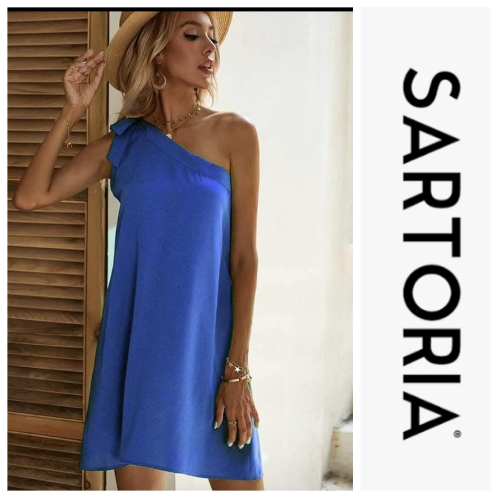 Une jolie robe en satin asymétrique de la marque SARTORIA 