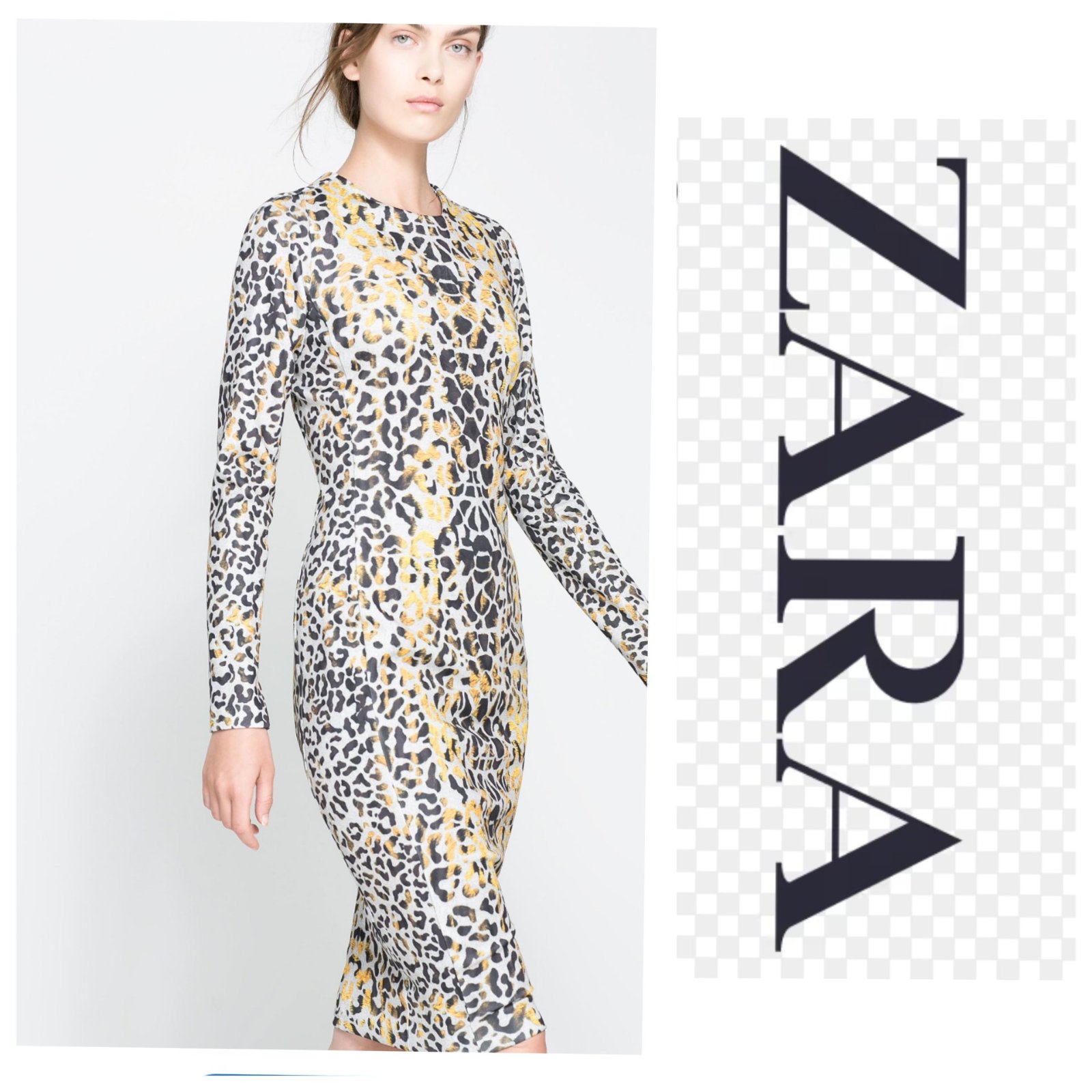 Une robe midi à manches longues de la marque ZARA