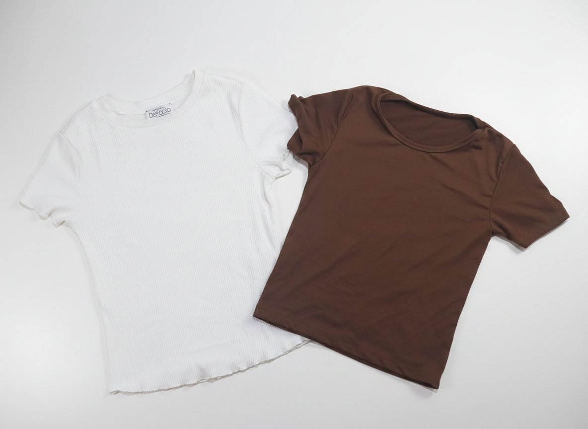 2 t-shirts blanc et marron 
