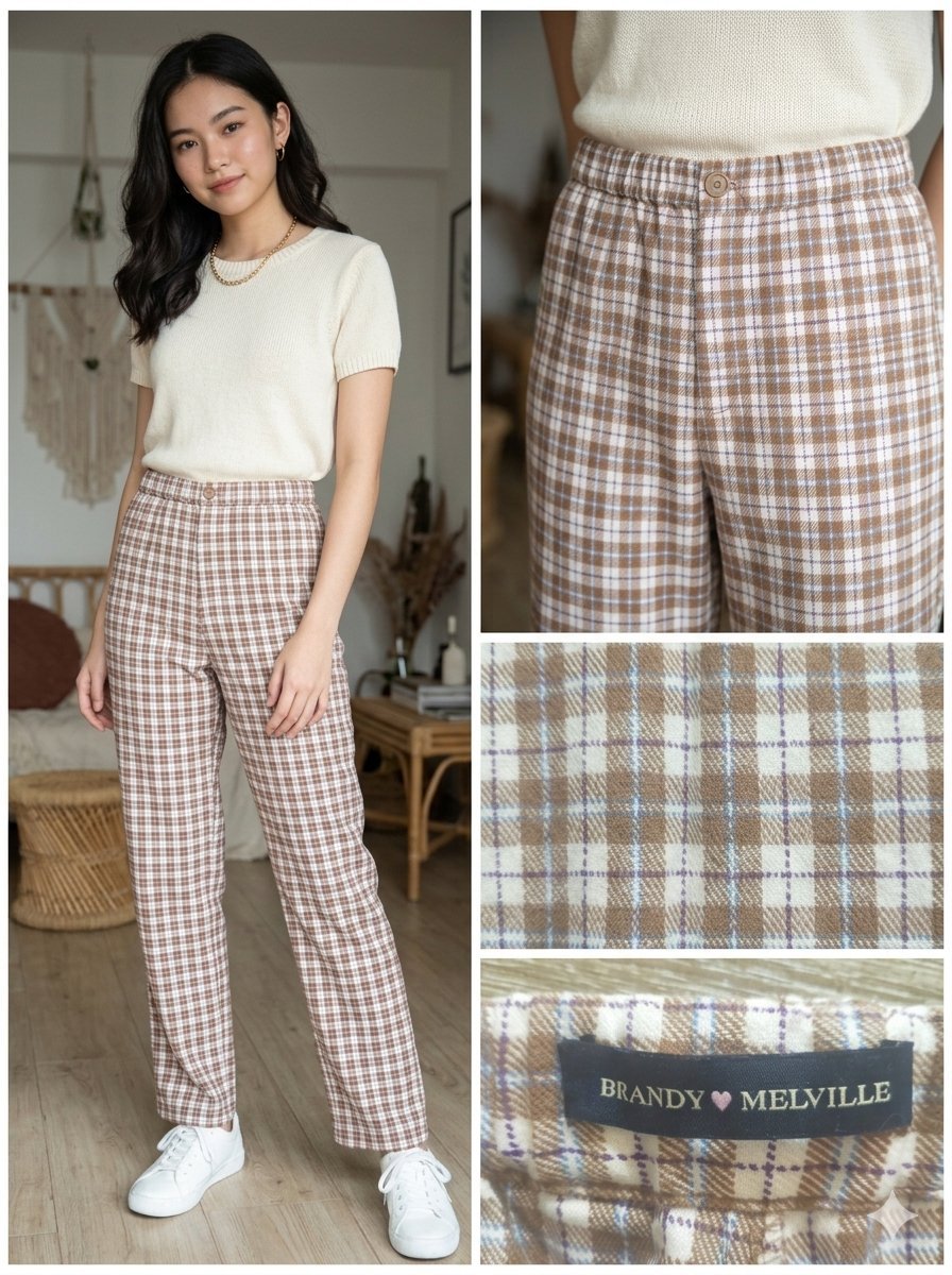 Pantalon à carreaux Brandy Melville 