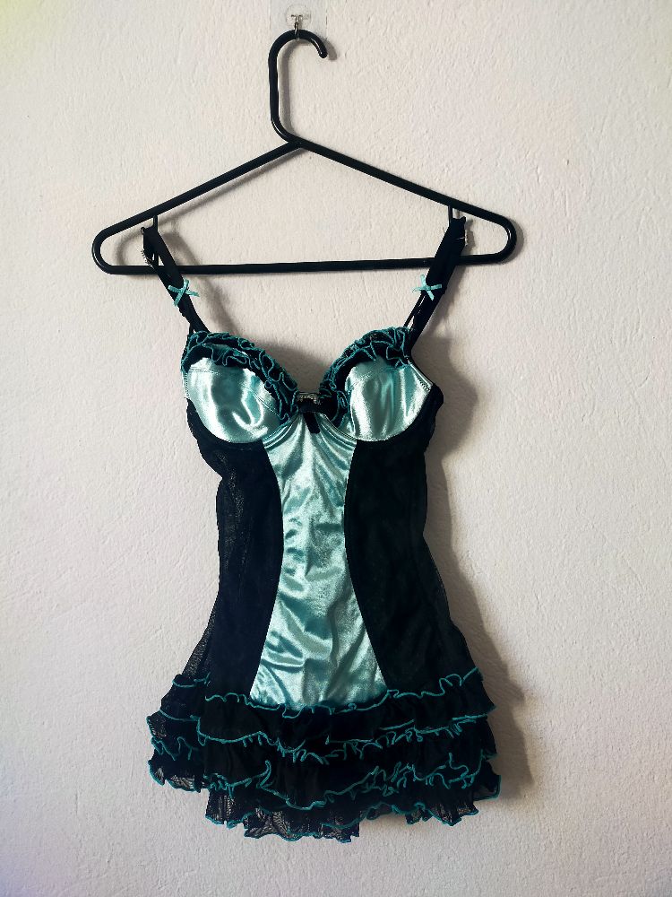 Top corset noir et bleu
