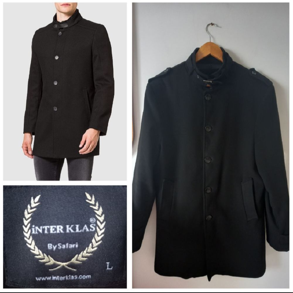 manteau noir en laine et cachemire pour homme 