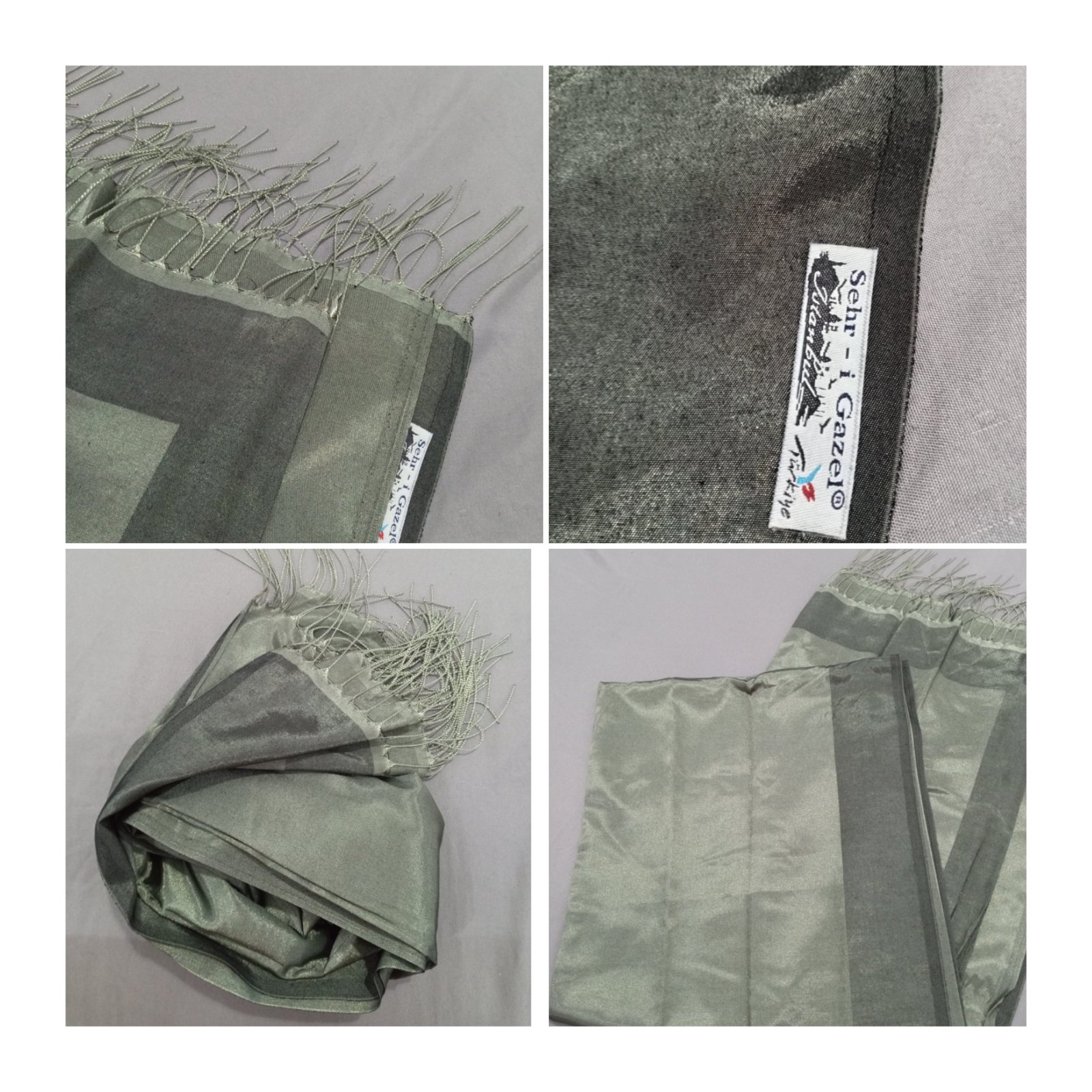 💚 Foulard vert militaire, tissu effet satin avec une légère brillance ✨ élégant, doux et chic… يعطي touche raffinée لأي look، يجي مع style voilée w non voilée 😍