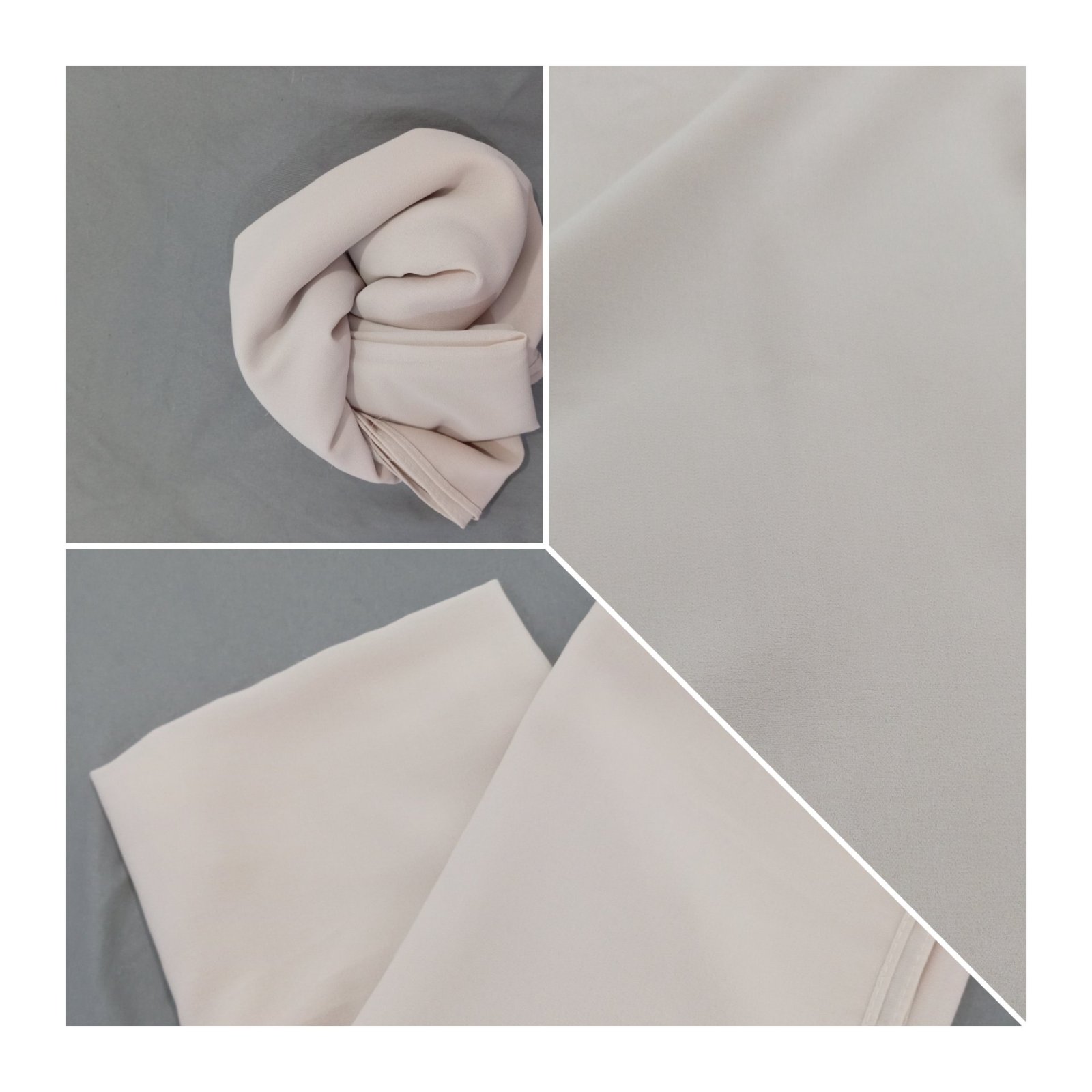 Foulard beige clair en chiffon, léger et fluide, au style élégant et naturel.