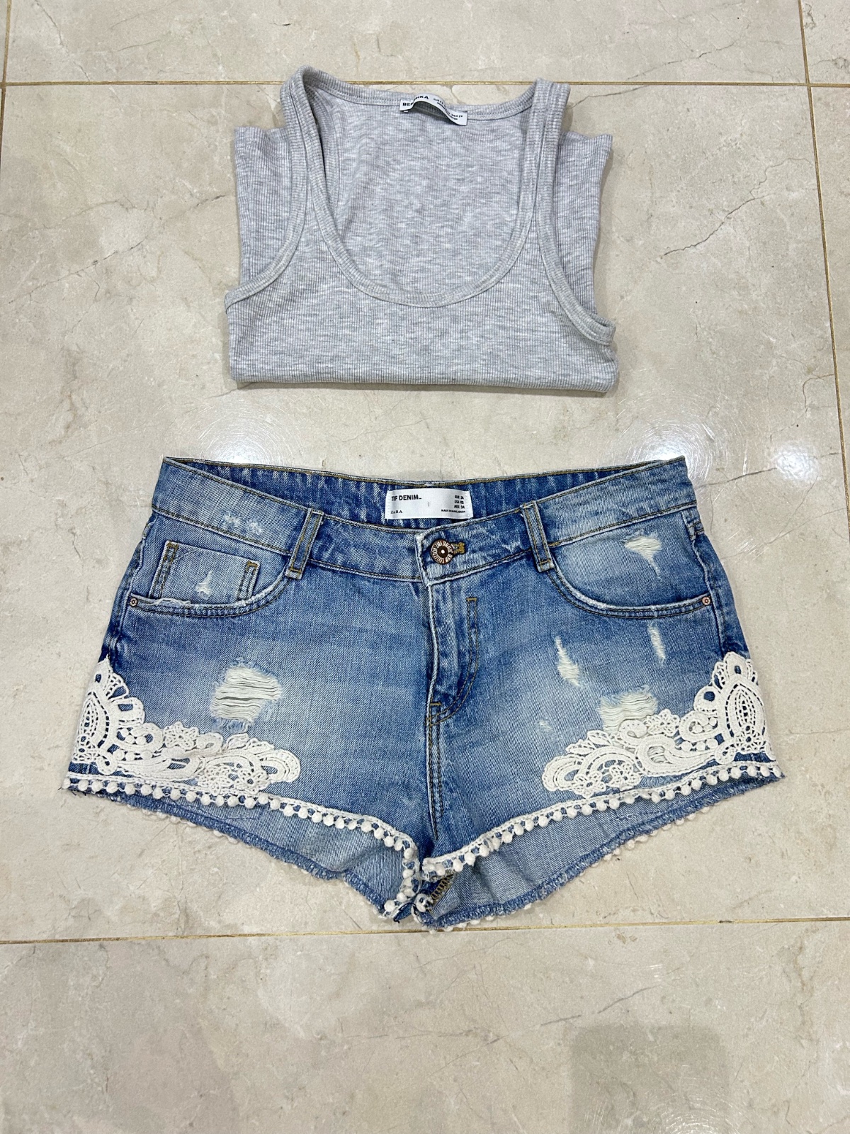 Short jean bleu clair