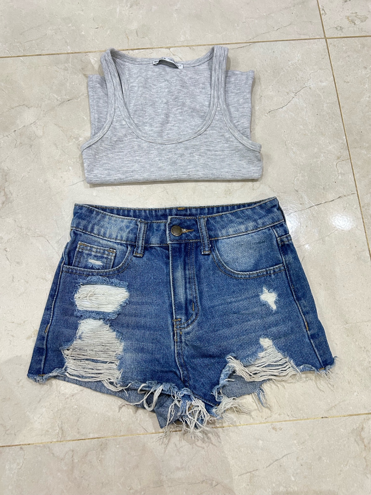 Short jean bleu 