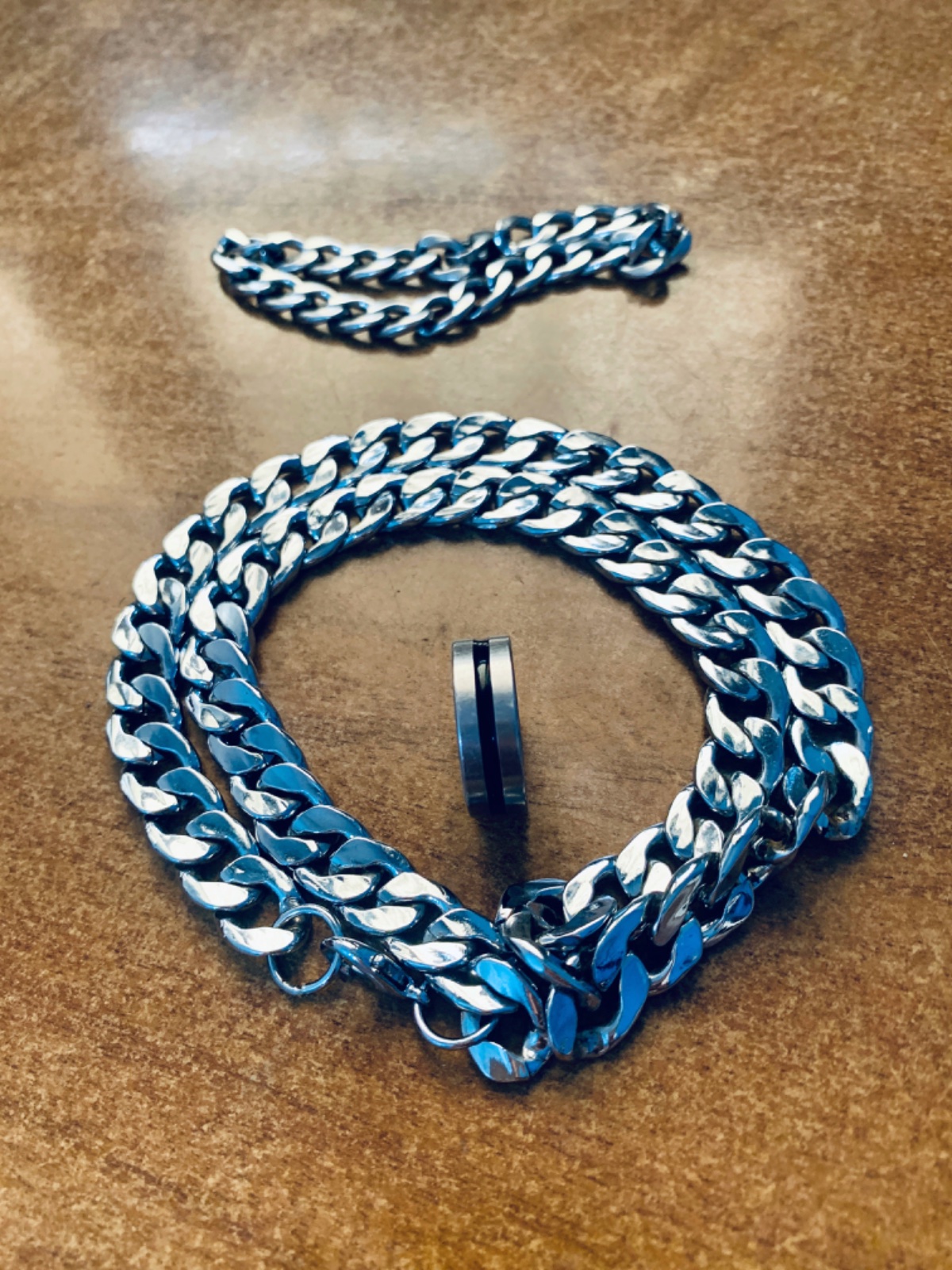 Chaîne+bracelet+bague🔥🔥(Acier Inoxydable)